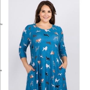 Blue dog pattern dress with pockets!
